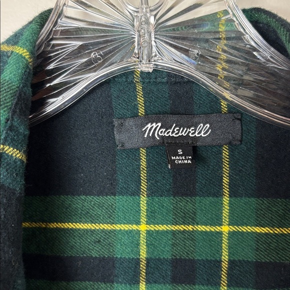 Madewell Dark Green Plaid Shirt with Yellow Stripes - S - Picture 4 of 7